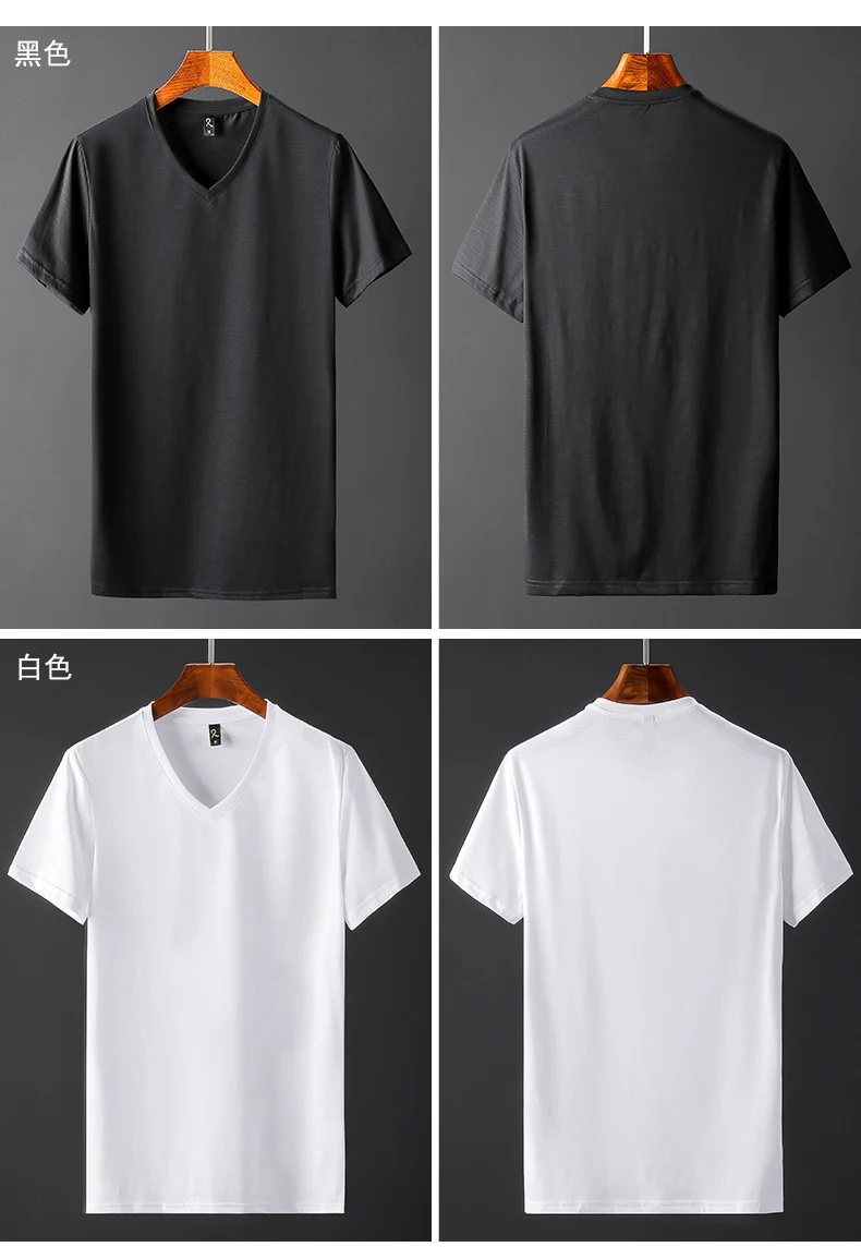 t shirts for men Plain black White tshirt Mercerized Cotton fashion brand t shirt men Casual Short Sleeves Cool T-shirt Men (18)
