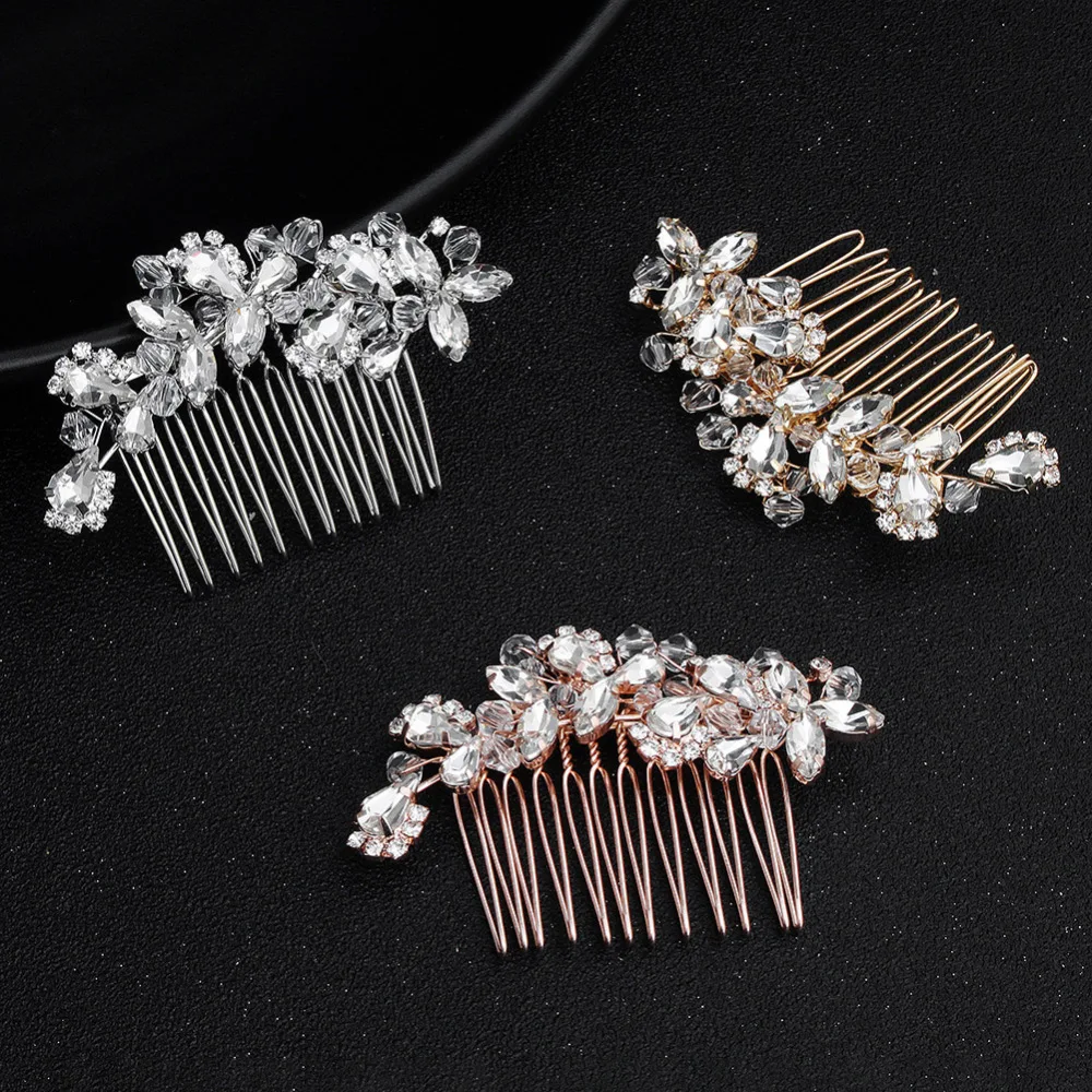 Retro Style Crystall Wedding Bridal Silk Hair Combs Hair Ornaments