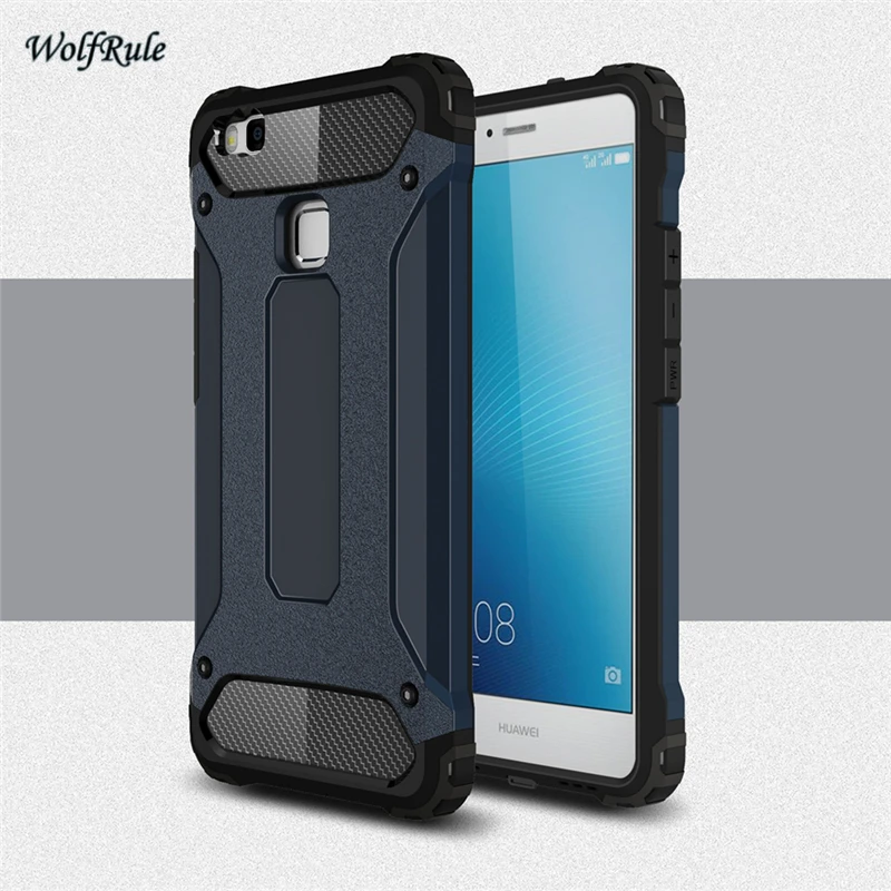 WolfRule Huawei Lite Funda antigolpes de silicona + Funda de plástico teléfono Huawei P9 Lite Funda estilo de negocios <|case for huawei p9|case for huaweicase for -