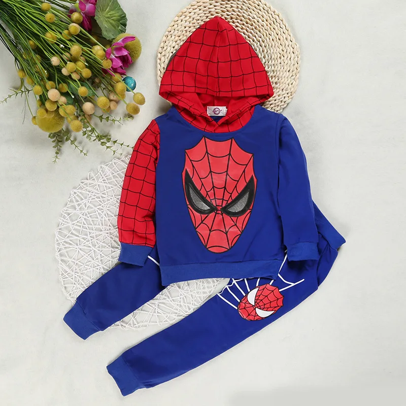 Children's Set Autumn Boys European and American Cotton Spider-Man Two-piece Set