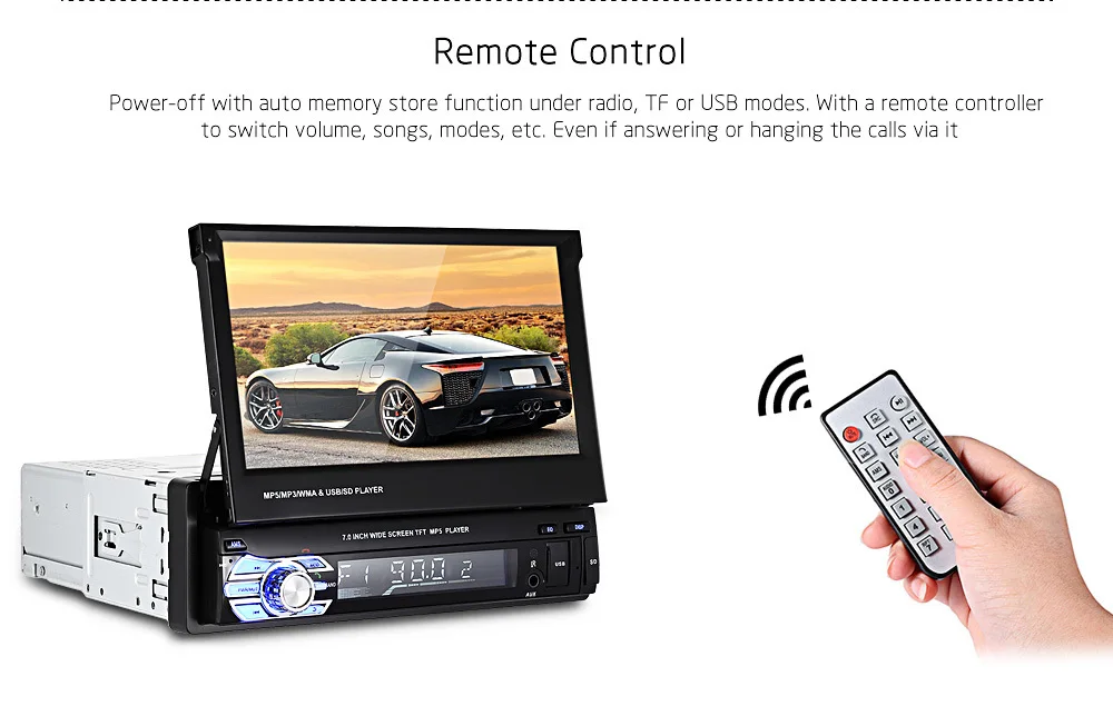 Zeepin Universal 9601 MP5 Car Multimedia Player 7.0 Inch HD Touch Screen Bluetooth FM Radio Steering Wheel Remote Control