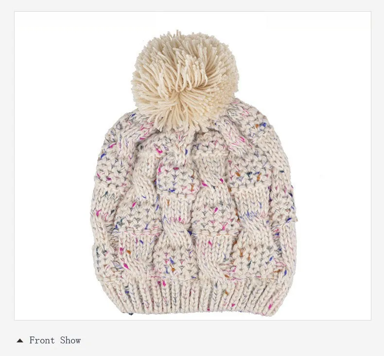 2015 New Autumn and Winter Thick Warm Solid Knit Women Hat Female Cap with lint (14)