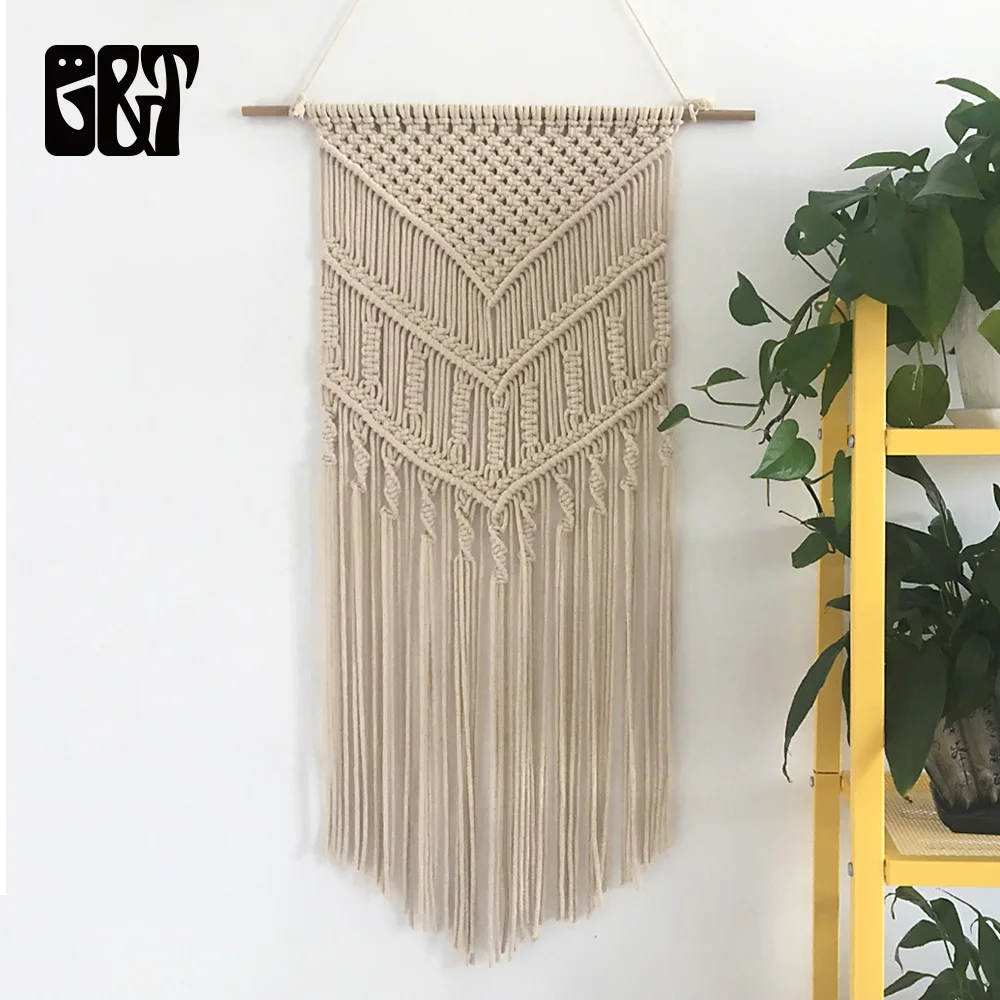 

GT Macrame Woven Wall Hanging Boho Chic Bohemian Home Geometric Art Decor Beautiful Apartment Dorm Room Decoration 4 Sizes