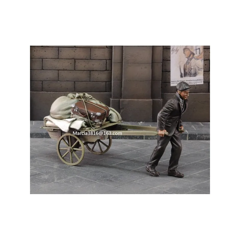 

1/35 scale WW2 civilians cart miniatures WWII Resin Model Kit figure Free Shipping