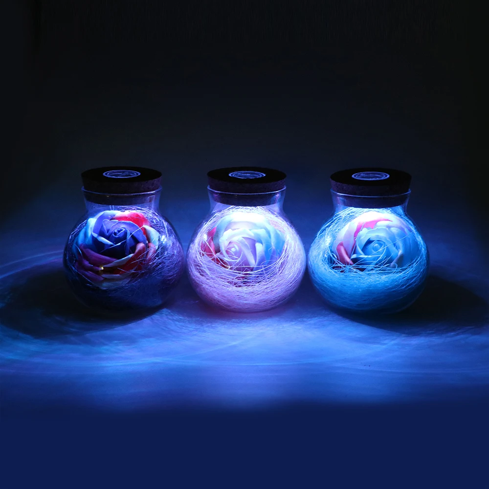 Светодиодный романтическая лампочка RGB лампа с диммером Роза Ваза Свет с пультом дистанционного управления ночник