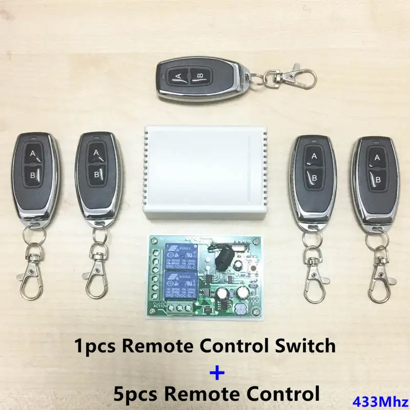 

433Mhz Universal Wireless Remote Control Switch AC 250V 110V 220V 2CH Relay Receiver Module and 5pcs RF 433 Mhz Remote Controls