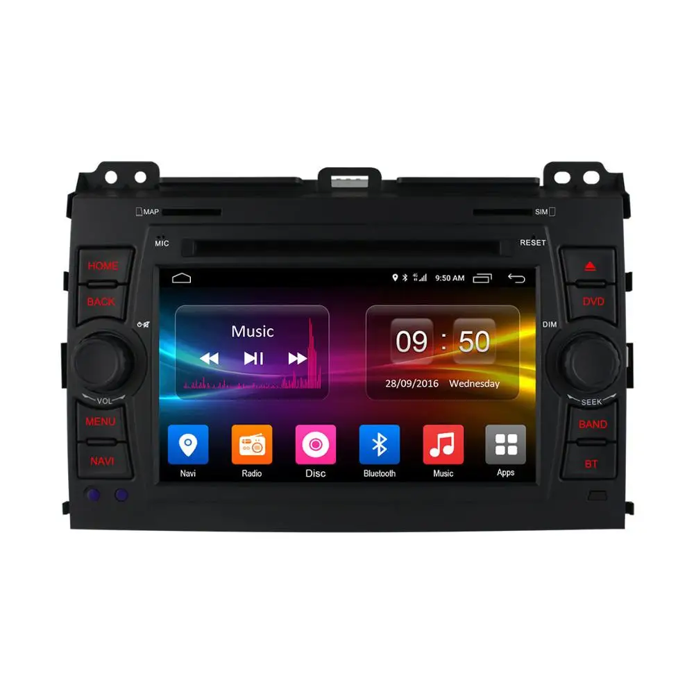 BLACK HD 1024X600 2GB ram Восьмиядерный автомобильный dvd-плеер Android 6,0 для Toyota Land Cruiser Prado 120 2002-2009 gps Радио стерео - Цвет: BLACK