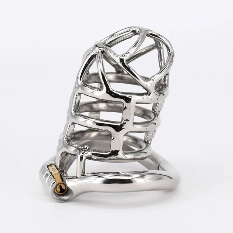 Acheter Cage de chasteté de Confinement extrême mâle en acier inoxydable dispositif de chasteté en métal Cage de pénis serrure jouets sexuels pour hommes