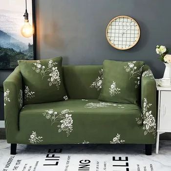 

Green Plant Anti-Dirty Sofa Cover Plants Floral Spandex Elastic Nordic Eleglant Flowers Couch Cover Stretch Home Cubre