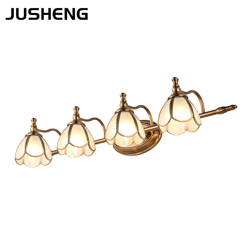 American style LED bathroom vanity mirror light headlight retro copper lamp cabinet light make up light E14