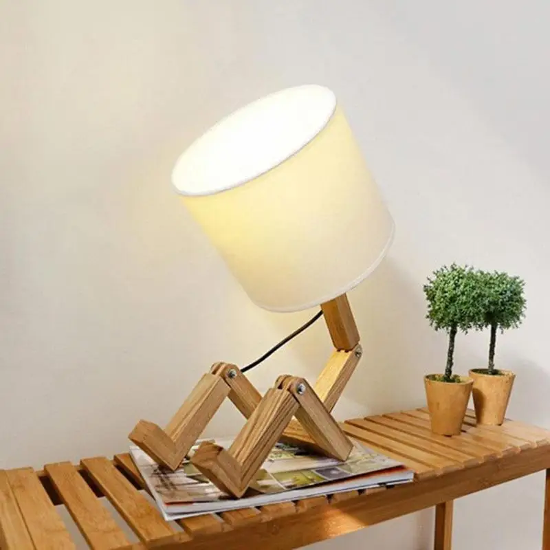 

Industrial Retro Adjustable Vintage LED Table Lamp Wooden Light Fixture Home Bar Decor Creative Indoor Desk Lights EU US Plug Z3