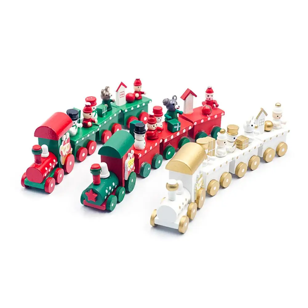 Рождественский деревянный поезд Снежинка разрисованное украшение для дома сад новогодний Санта/медведь рождественские детские игрушки подарки