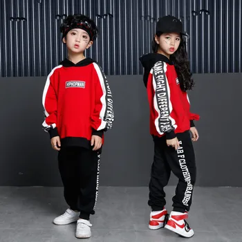 

Full Girls Boys Ballroom Jazz Hip Hop Dance Competition Costume Kids Street Dance Hip Hop Clothing Jazz Dance Costumes 2pcs Set