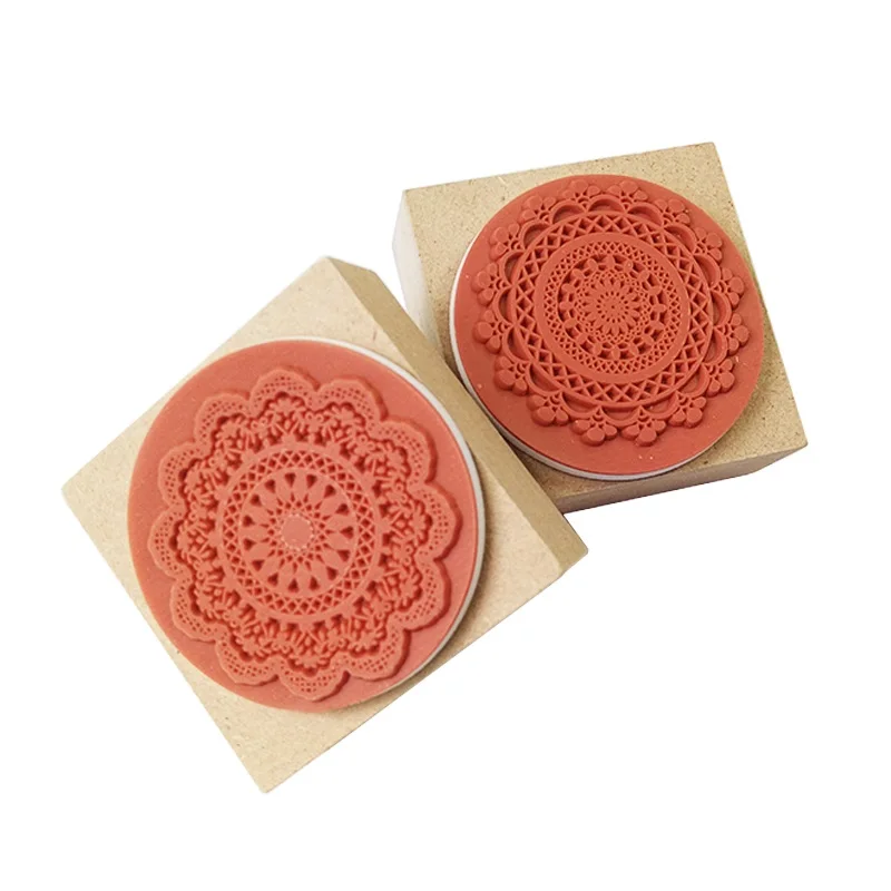 Quadrado de Madeira Carimbos de Borracha Prêmio por Atacado Lote Flor Romântica Rendas Selo Scrapbooking Faça Você Mesmo 4.5×4.5 cm Estudante 12 Pçs –