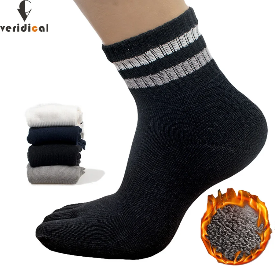 VERIDICAL 5 pairs/lot cotton five fingers socks for man winter Thick