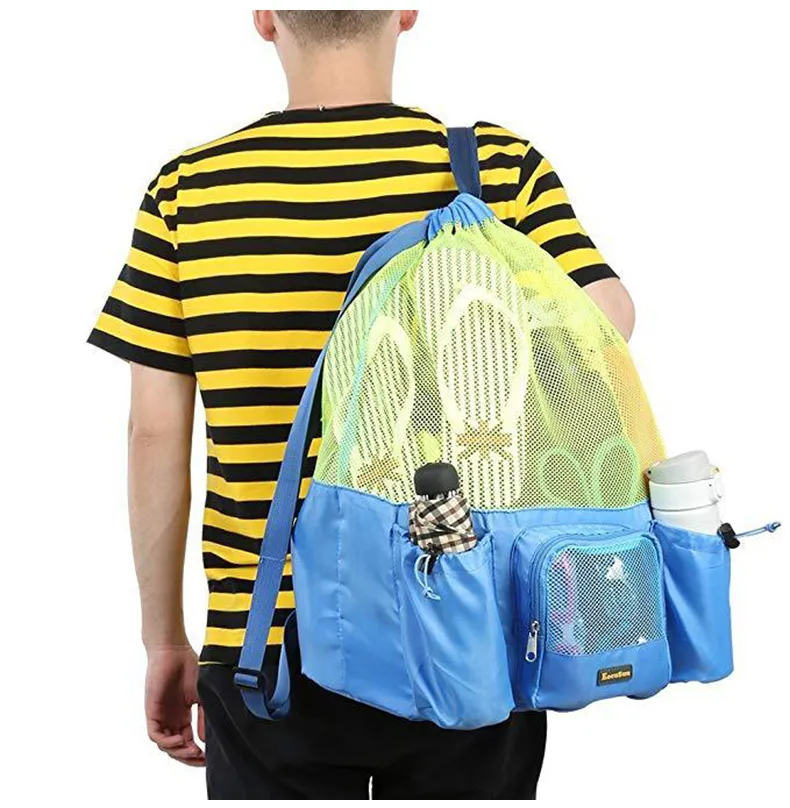 Women Men Beach Backpack Drawstring Mesh Net Summer Swimming Bag Swim Rucksack Waterproof Bolsa Deporte Outdoor Sport XA164D