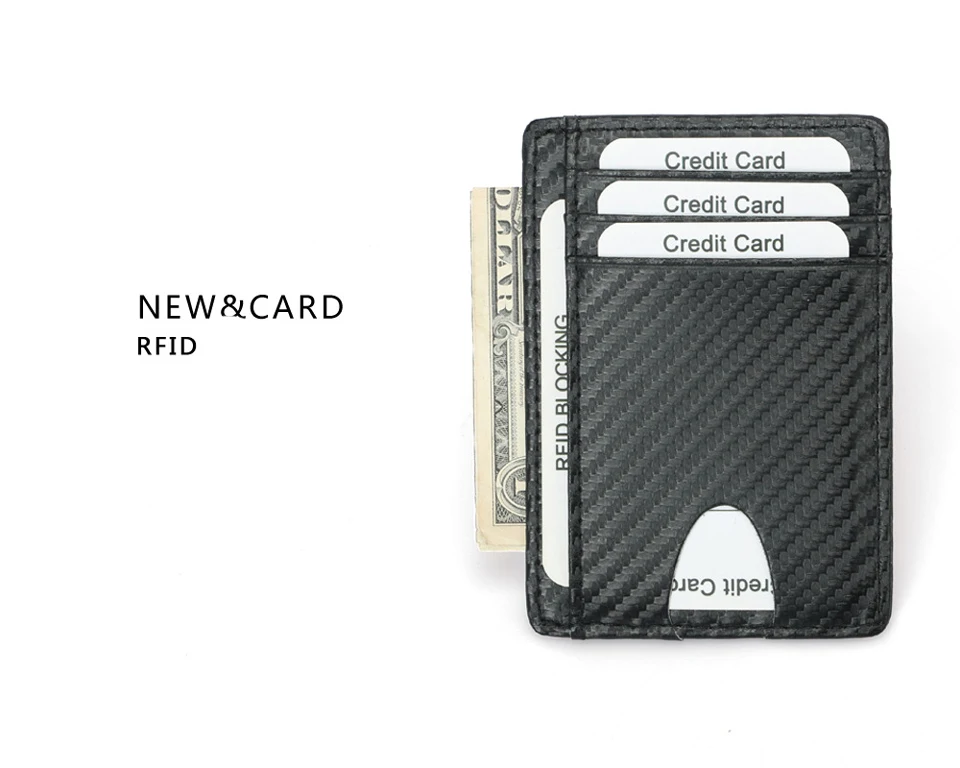BONAMIE из искусственной кожи углеродное волокно кредитный держатель для карт мини тонкий RFID кошельки черный бизнес-держатель для карт для мужчин простой кошелек сумка