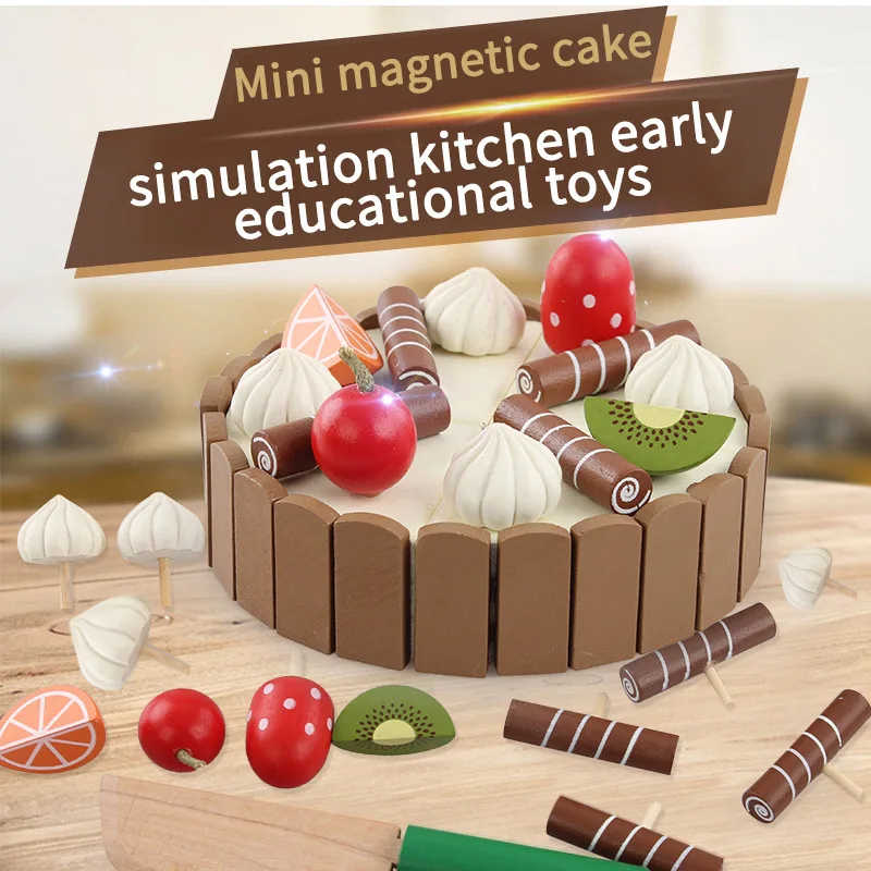Мини-торт Детский порезной игровой милый деревянный Невидимый Магнитный эмулятор игрушки детский домик игрушка лучший подарок для детей