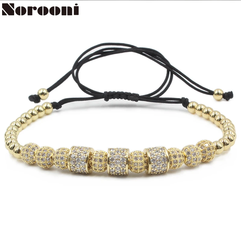 Мужские браслеты пробки Norooni круглые из фианита с инкрустацией и золотыми