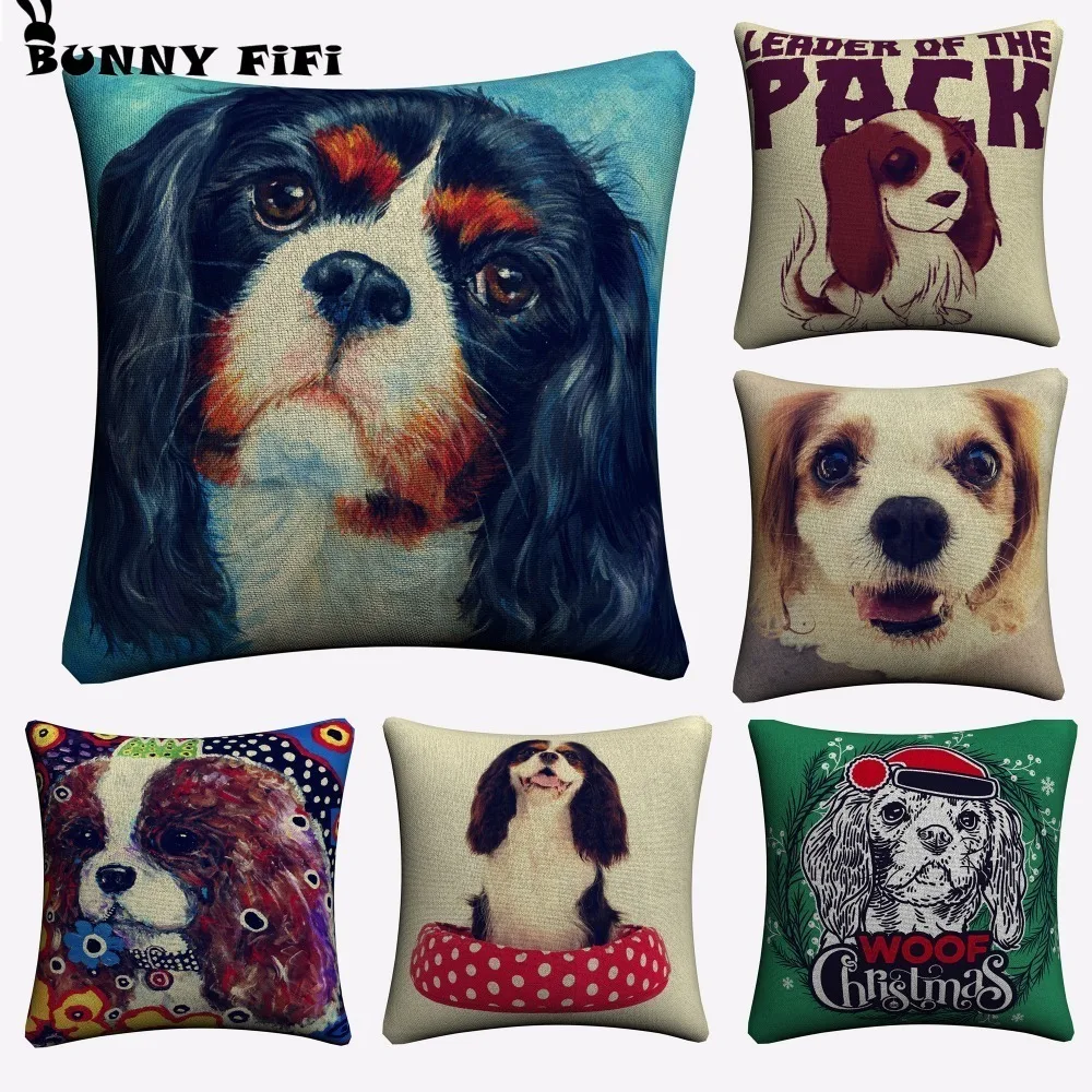

Cavalier King Charles Pet Dog Decorative Cotton Linen Cushion Cover 45x45cm For Sofa Chair Pillowcase Home Decor Almofada