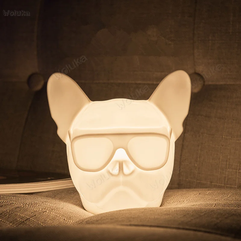 

Silicone Bulldog Voice Control Small Night Light Cartoon Charging Atmosphere Light Head USB Small Night Light CD50 W02