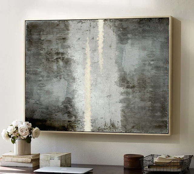 Buy Abstract Black Modern Silver Metallic Poster