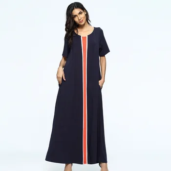 

Kimono Muslim Women Abaya Dress Arab Womens Clothing Patchwork O Neck Short Sleeve Musulman Robe Plus Size Moracan Koftan