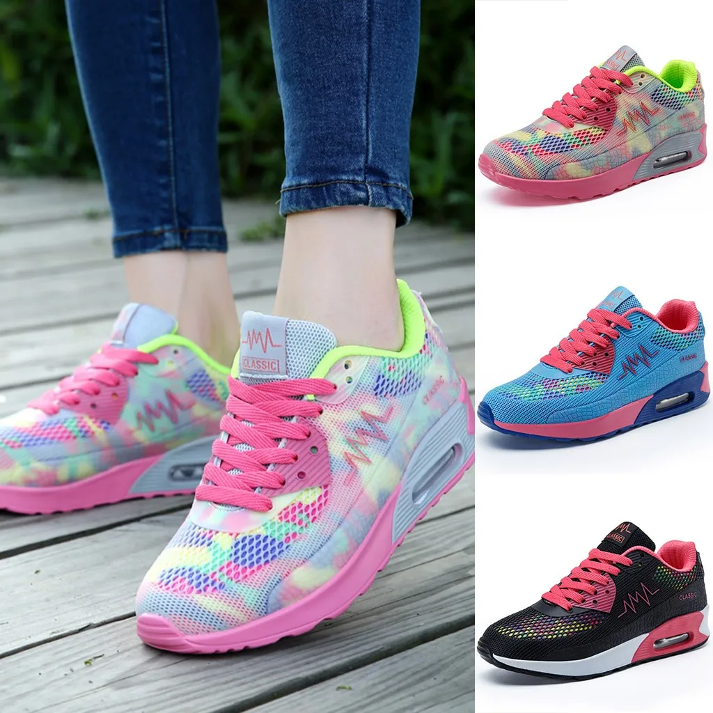 

MUQGEW Women's Fashion Shoes Casual Lace Up Breathable Sneakers Sport Running Platform Femme Casual Sneakers Shoes