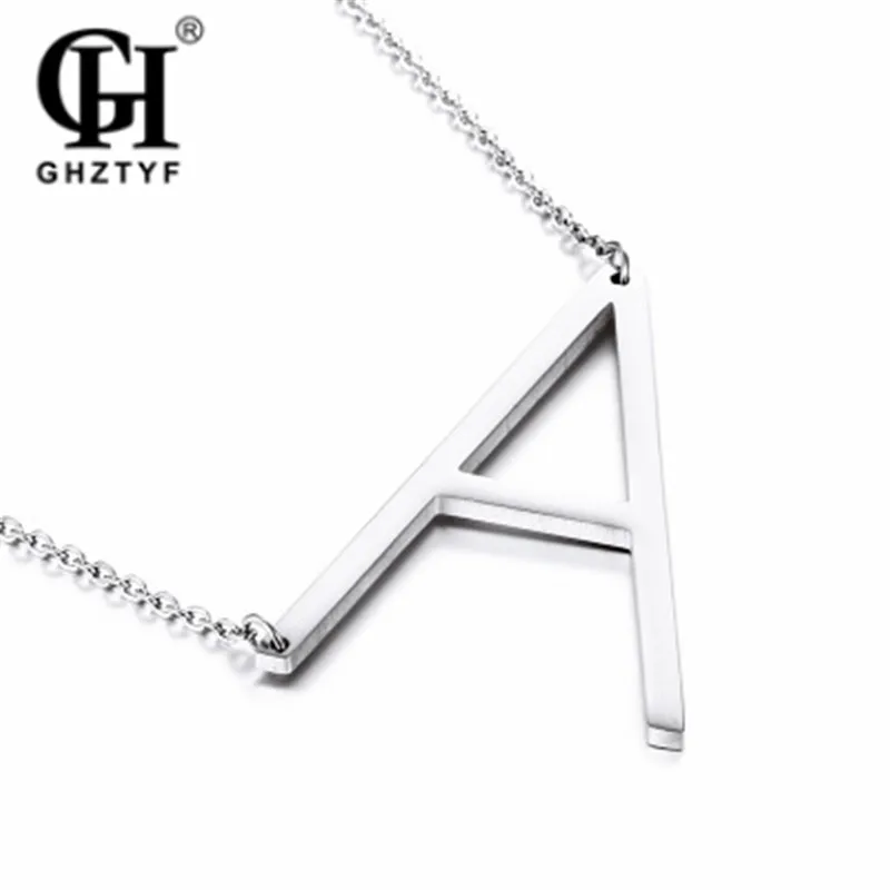 

Women's Letter Pendant Necklace Women Stainless Steel Jewelry Silver Color Chain Alphabet A-Z Long Necklaces Pendants Jewelry