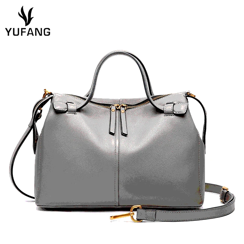 

YUFANG Big Women Bag Comfortable Bucket Lady Handbags Genuine Leather Shoulder Messenger Bag 100% Natural Cowhide Tote Daily Bag