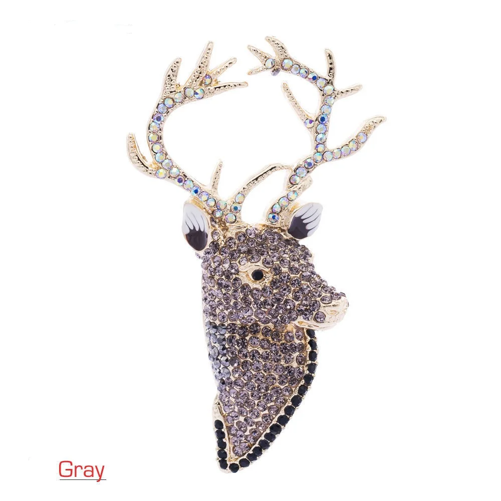 

Reindeer Brooches Rhinestone Crystals Yellow Animal Head Deer Broach Brooch Pins Jewelry Accessories FA3181