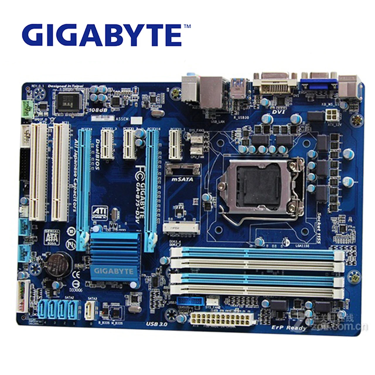 LGA 1155 для Intel DDR3 Gigabyte GA-B75-D3V оригинальная материнская плата DDR3 32G B75 B75-D3V настольная материнская плата SATAII SATAIII б/у