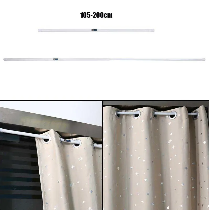 

Extendable Spring Telescopic Shower Bathroom Window Curtain Rail Loaded Pole Rod 105-200cm