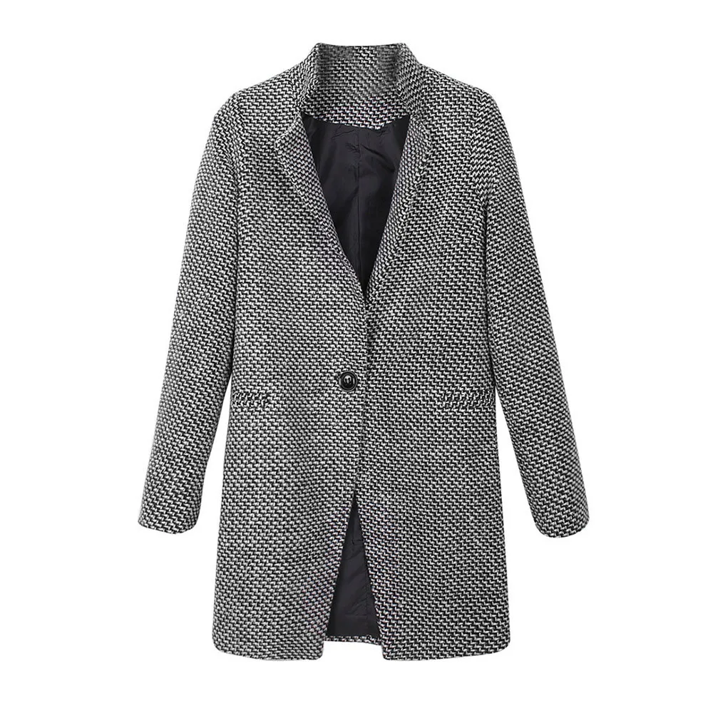 Women Winter Warm Wool Lapel Trench Parka Coat Jacket Long Slim Overcoat Outwear