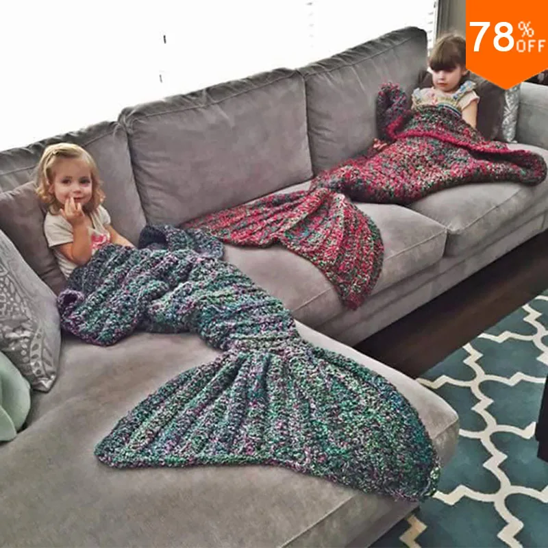 Hi Mermaid одеяло с красивым рисунком рыбы вязаный крючком хвост русалки отличный
