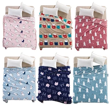 

Fashion Cartoon Bulldog Cat Bear Warm Plush Soft Flannel Fleece Blanket Throws Full/Queen Size Cute Bed/Sofa/Air Cover Bedsheet