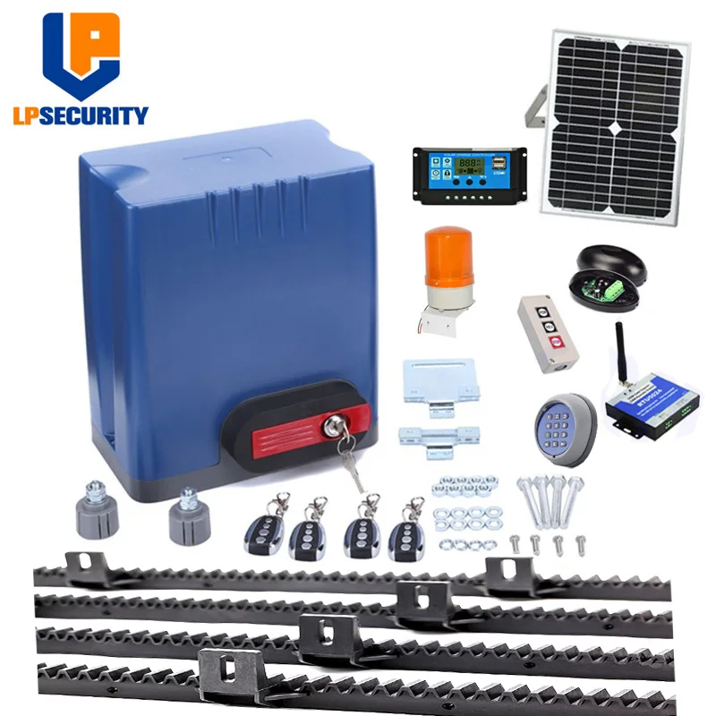 Kit9 2G version Полный комплект, автоматическая открывалка для раздвижных ворот на солнечных батареях, подъездная дорога, входная безопасность, 24 В, 230 В, 120 В, со стойками 4 м - Цвет: Kit9 2G version