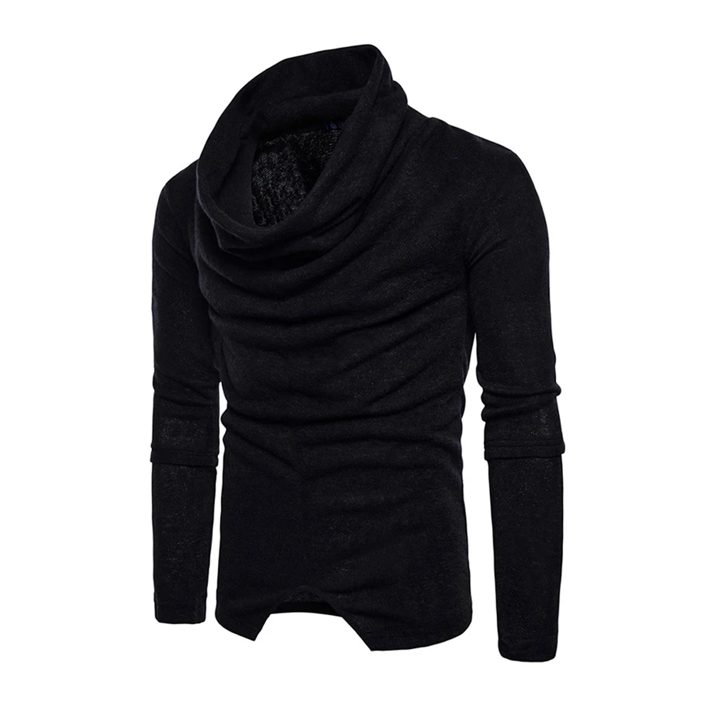 2018 Autumn Pullover Slim Fit Thin Mens Knitted Sweaters Male Heap Collar Design Solid Color Brand Clothing Homme Tops 2018 Autumn Pullover Slim Fit Thin Mens Knitted Sweaters Male Heap Collar Design Solid Color Brand Clothing Homme Tops