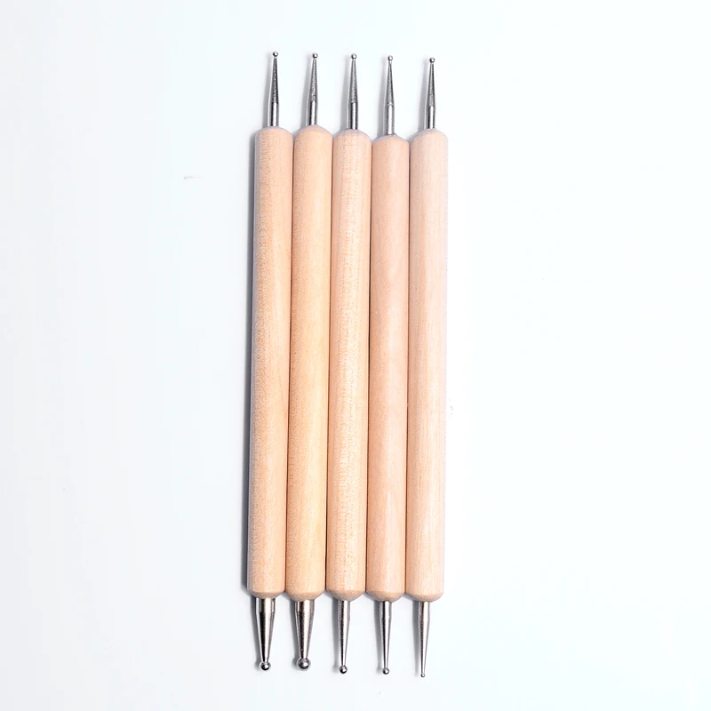 

MYBORMULA 5Pcs/Pack Wooden Dotting Pen Marbleizing Tool 2 Way Nail Art Dot Wood Handle Painting Draw Brush Pen Rhinestone Picker