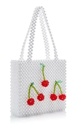 

Handmade Pearl Top-Handle Bags for Women Tote Bag Luxury Handbags Women Bags Designer Hollow White Party Cherry Shoulder Bag