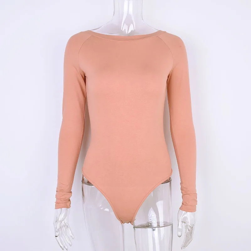 ARDLTME хлопок с длинным рукавом одно плечо наклонный вырез боди осень зима женские однотонные сексуальные спинки тела