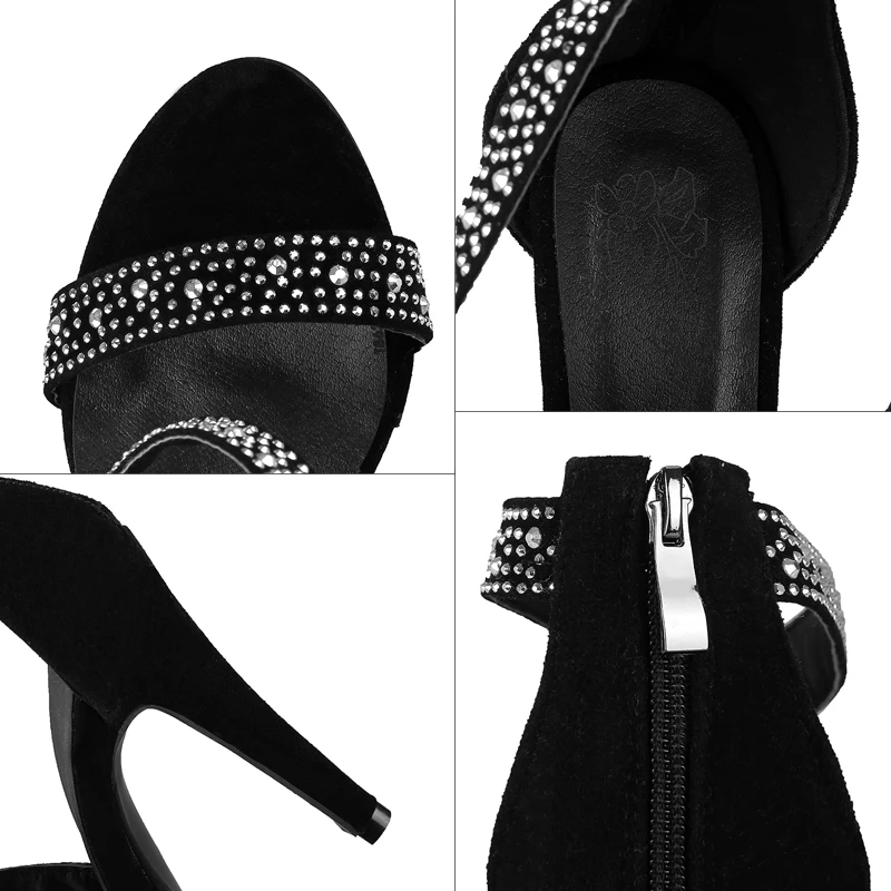 Новые модные пикантные дизайнерские женские модельные босоножки с пряжкой на высоком тонком каблуке; Цвет черный, зеленый; замшевые Босоножки с открытым носком; размеры 32, 42, 43