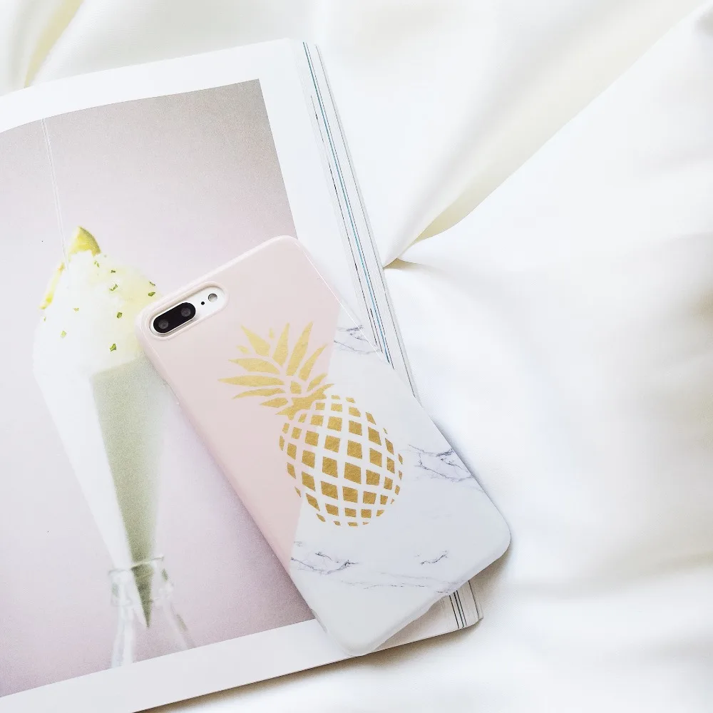 

Luxury Pineapple Marble Pattern Soft IMD Phone Case For iPhone XSmax XR XS X 8 7 6s 6 Plus Ultra-thin Cute Cover Coque Funda