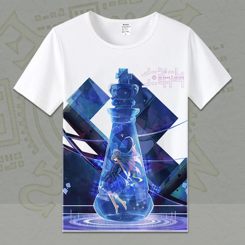 

New Casual T Shirt Men Anime NO GAME NO LIFE Shiro Jibril Sora O-Neck Printed Mens T-shirts Short Sleeve Tops Tee Shirts