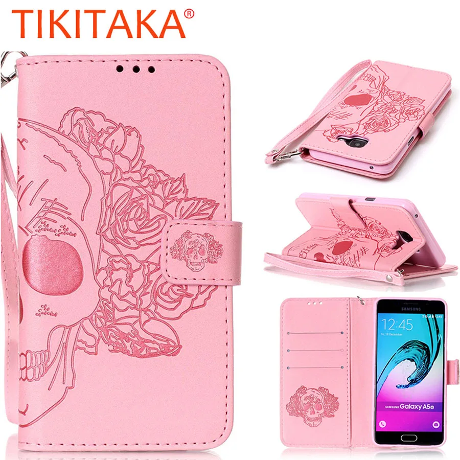 

Fashion 3D Embossed Skull Pattern Leather Flip For Samsung Galaxy J3 J5 J7 A3 A5 Case Multi-function Stand Wallet Cover Shell
