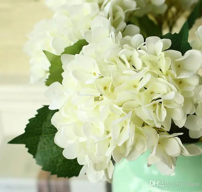 

Free High Quality Real touch Hydrangea Big Flower 19cm/7.5" Silk White Hydrangea Bouquet for Wedding Centerpieces Home Party Dec