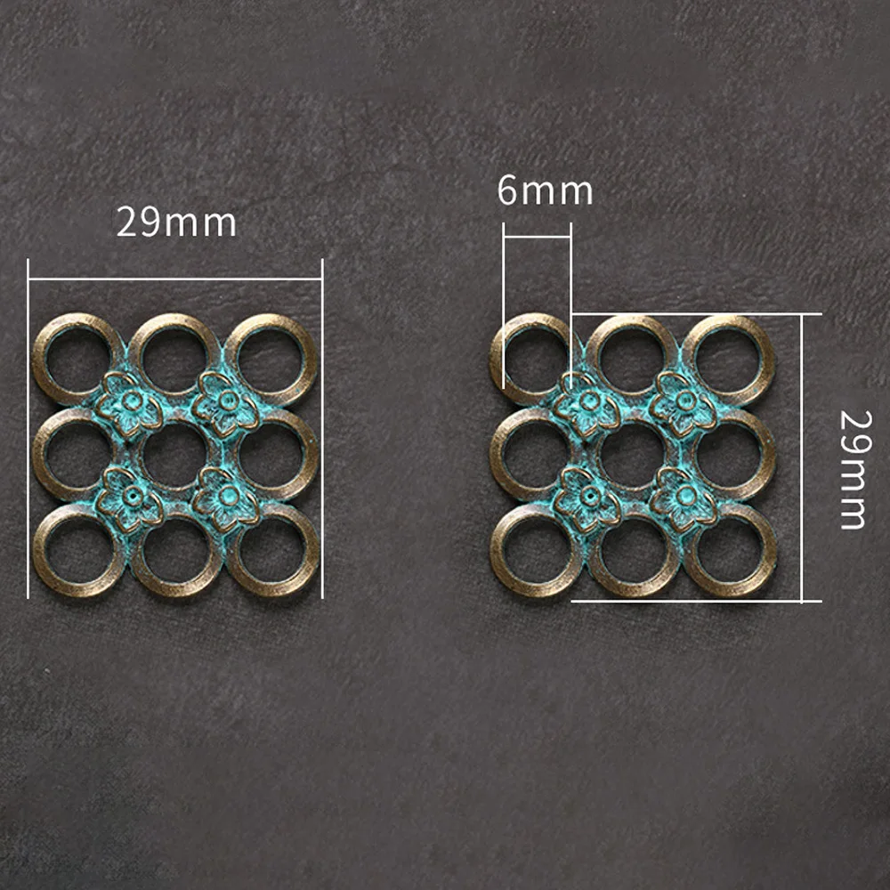 5 шт 29 мм сплав ярь-Медянка, патина покрытая полым квадратным девятью отверстиями цветок винтажные амулеты для DIY ювелирных изделий в поисках 27044