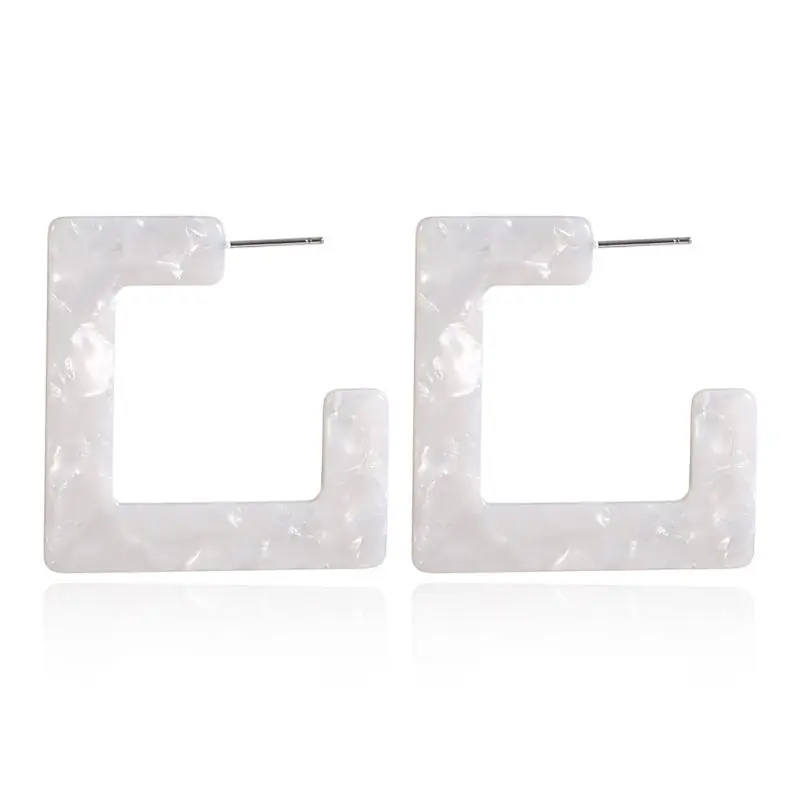 

Tortoise Shell Irregular Square Hoop Earrings Leopard Acrylic Acetate Jewelry W2952001