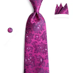 Новый Для мужчин комплект галстуков дополнительный длинный размер 150 см * 8 см галстук темно-малиновый Пейсли шёлк-жаккард трикотажный