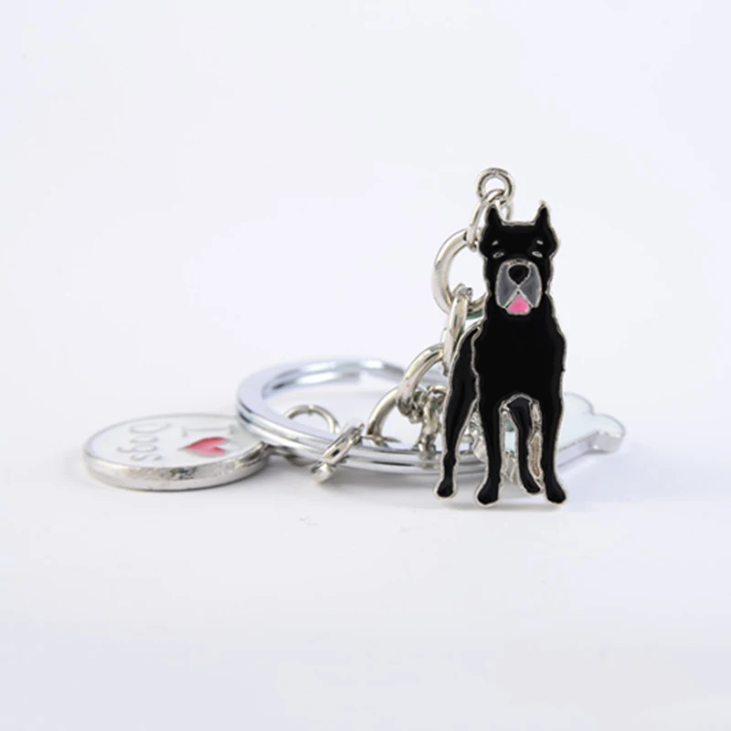 Cane Corso dog pendant key chains for men women white gold color metal  alloy bag charm car keychain key ring holder keyring